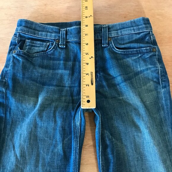 7 for All Mankind Flynt Flare Bootcut Jeans Women 14 Blue Low Rise Embroidered - Picture 11 of 16